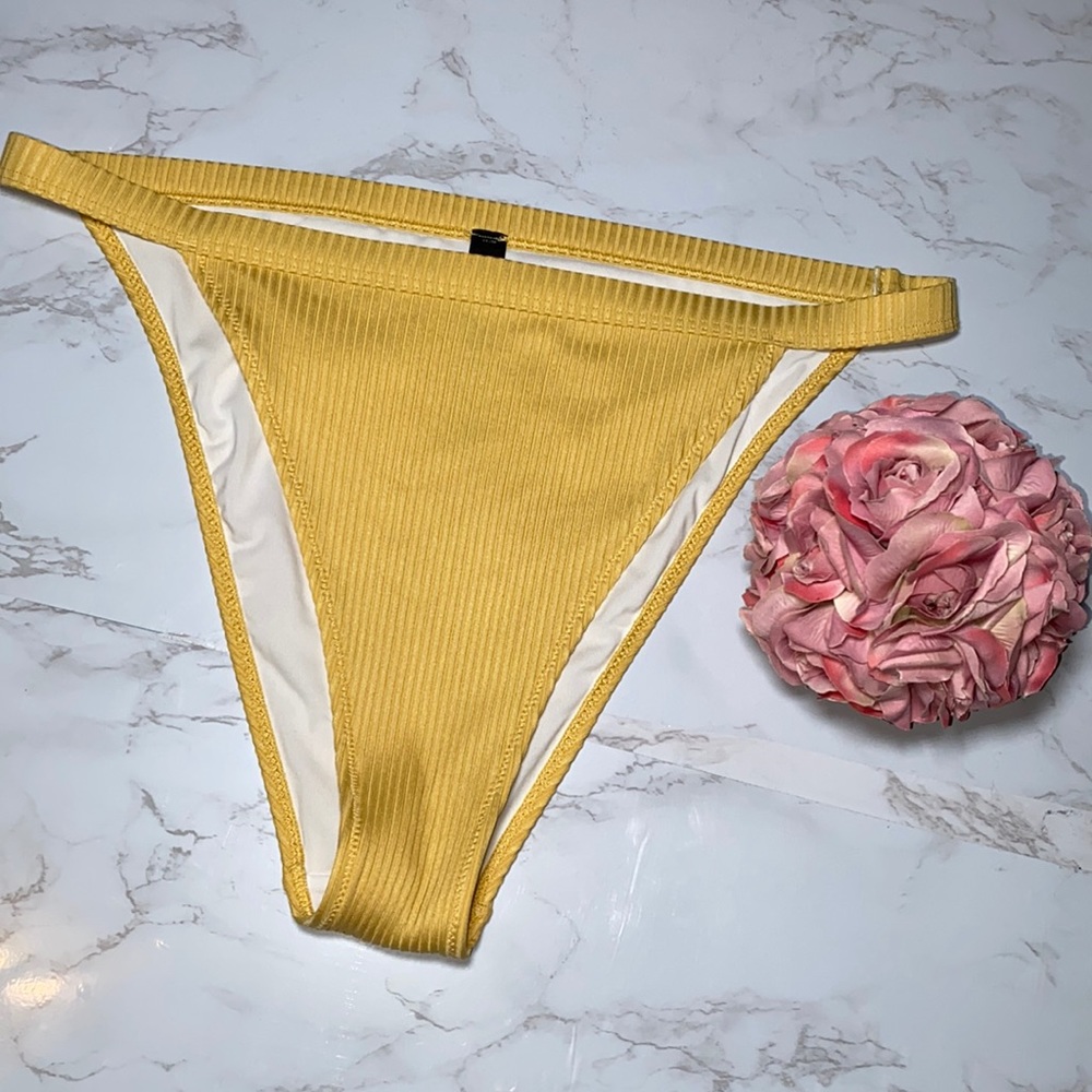 Excellent Condition Victorias Secret High Waist Yellow Ribbed Bikini Bottoms